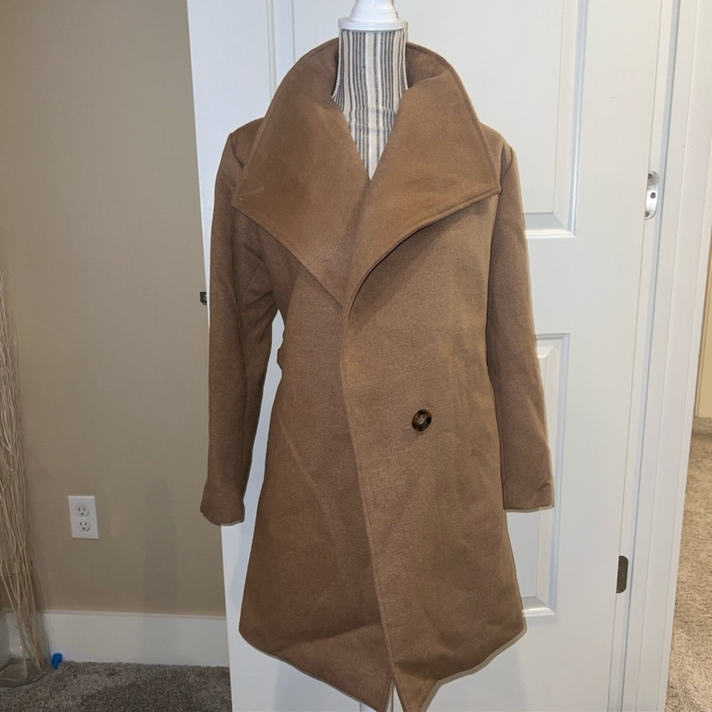 Elegant Tan Pea Coat for Women